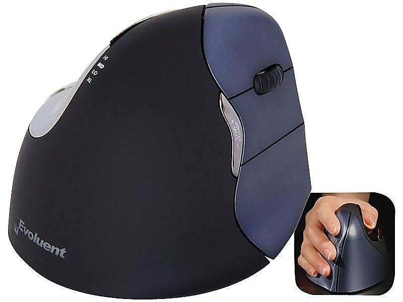 Evoluent VerticalMouse 4 Wireless Ergonomic Vertical Optical Mouse, Black/Blue (KOV-VM4W)