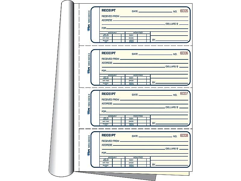 TOPS 2-Part Carbonless Receipts Book, 2.75"L x 7.13"W, 400 Forms/Book, Each (TOP 46816)