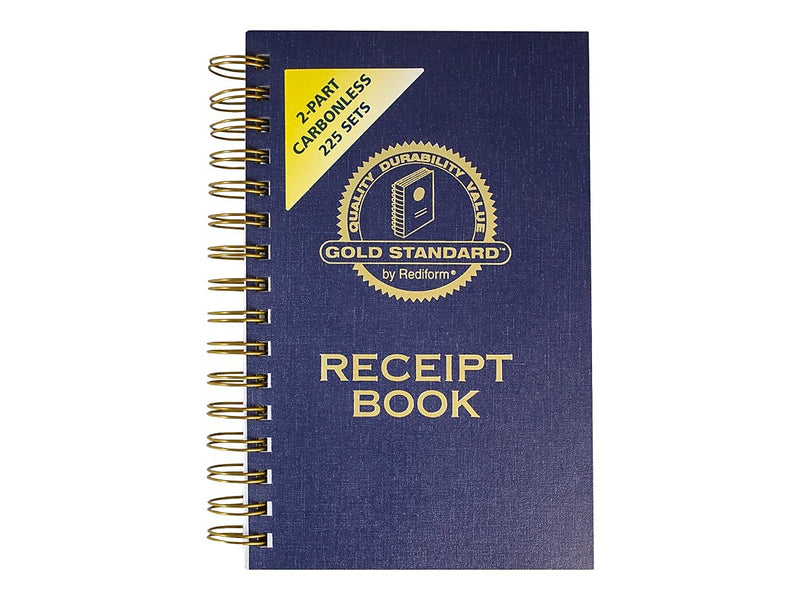 Rediform Gold Standard 2-Part Carbonless Receipts Book, 5"L x 2.75"W, 225 Forms/Book (8L829)