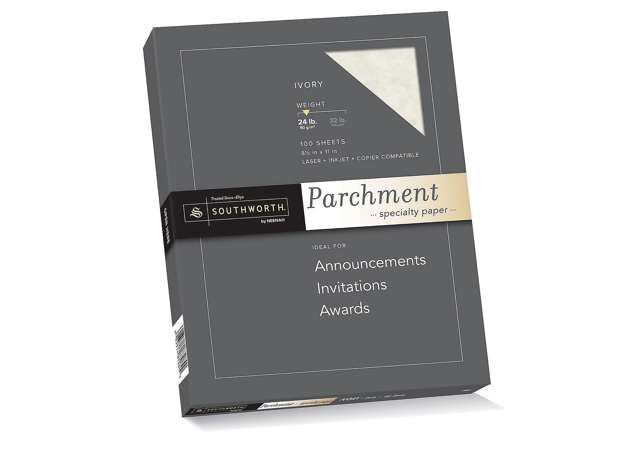 Southworth Parchment Specialty Multipurpose Paper, 24 lbs., 8.5" x 11", Ivory, 100/Box (P984CK)