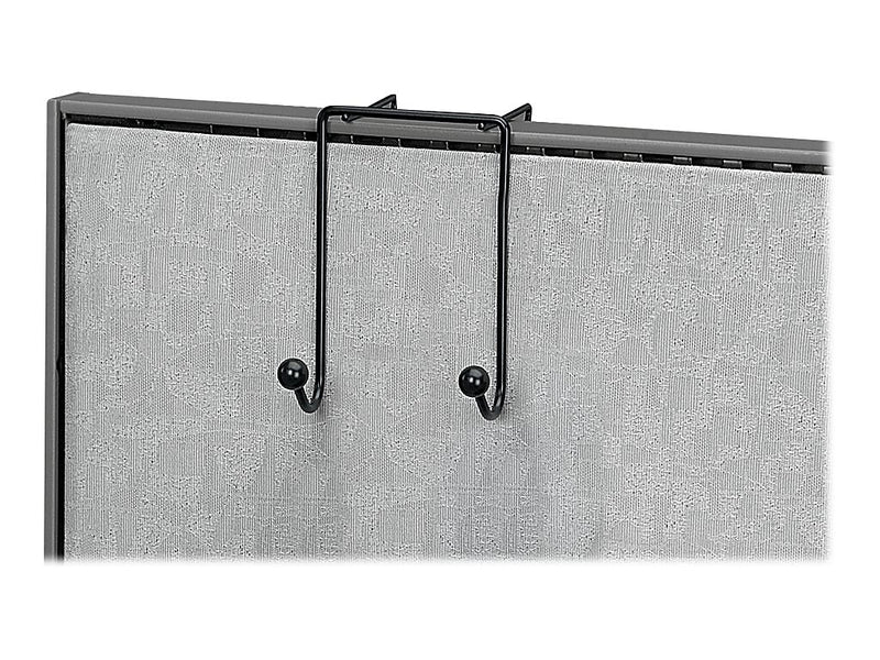 Fellowes Wire Partition Additions Plastic Double Coat Hook, Black (75510)