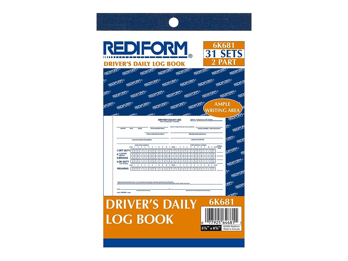 Rediform 2-Part Carbon Driver's Daily Logs, 5.5"L x 7.88"W, 31 Sets/Book (6K681)