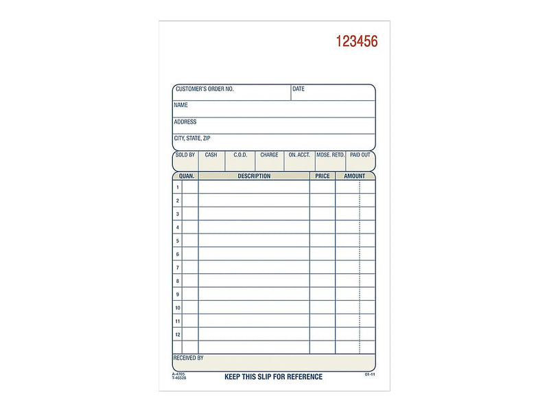 Adams 3-Part Carbonless Sales Orders, 4.19"L x 7.19"W, 50 Sets/Book, 10/Carton (TC4705-10)