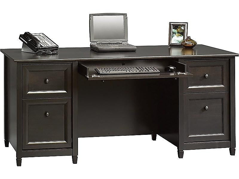 Sauder Edge Water Collection 65" Wood Executive Desk, Estate Black (409042)