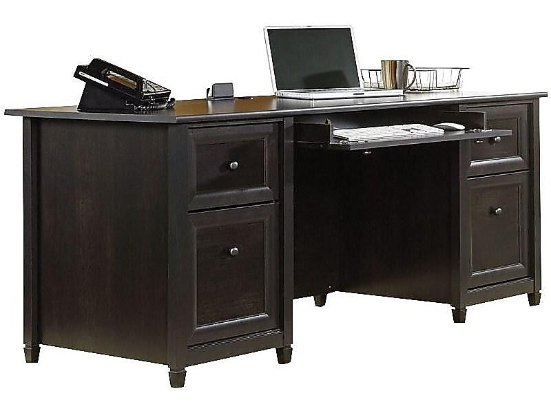 Sauder Edge Water Collection 65" Wood Executive Desk, Estate Black (409042)
