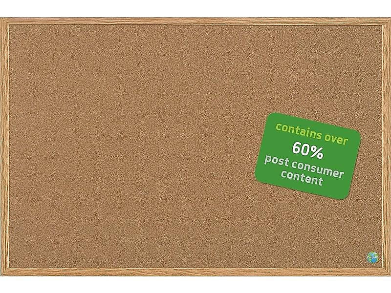 Mastervision Earth Cork Bulletin Board, Oak Frame, 4' x 3' (SB0720001233)