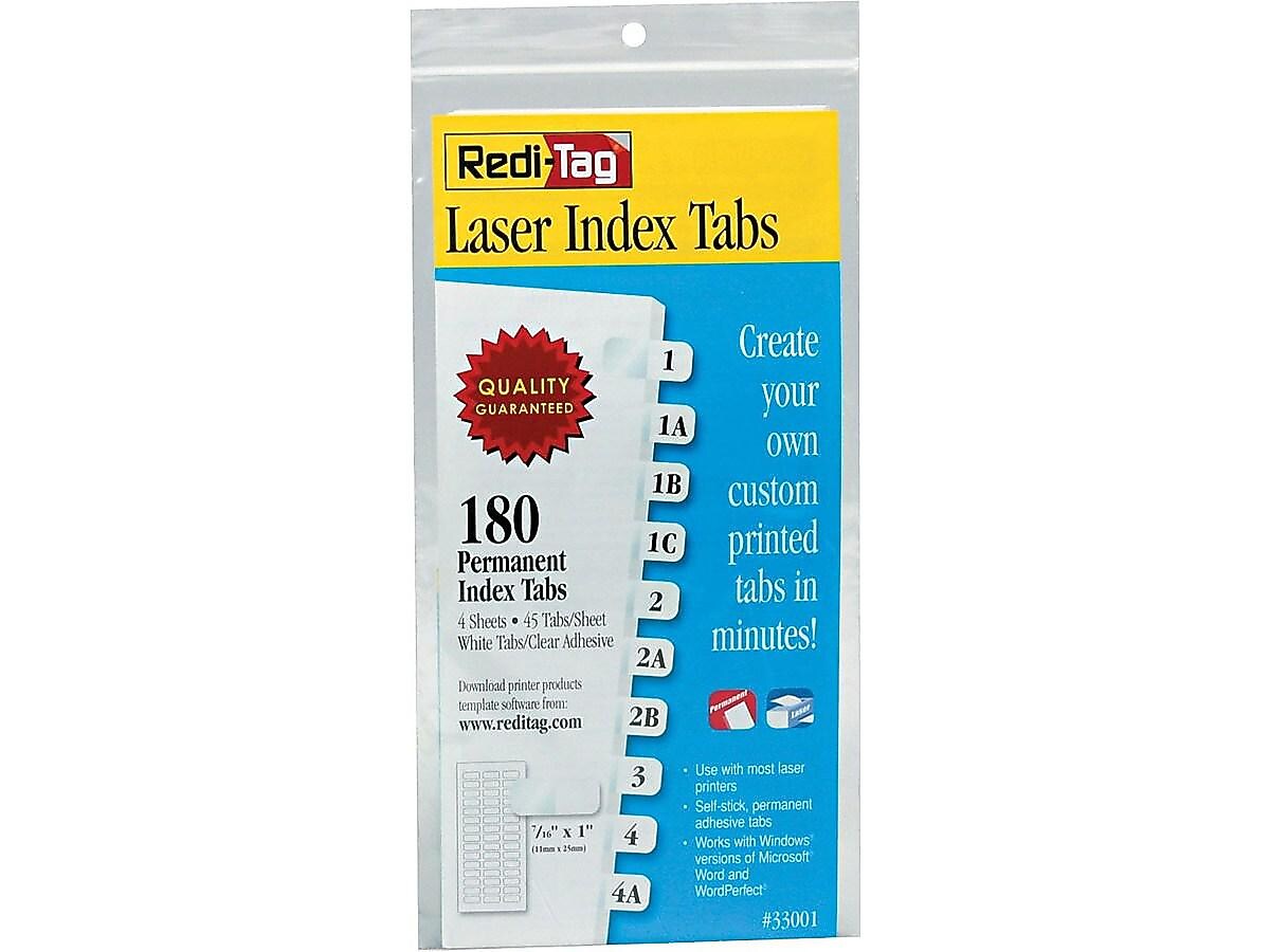 Redi-Tag Laser Tabs, White, 0.44" Wide, 180/Pack (33001)