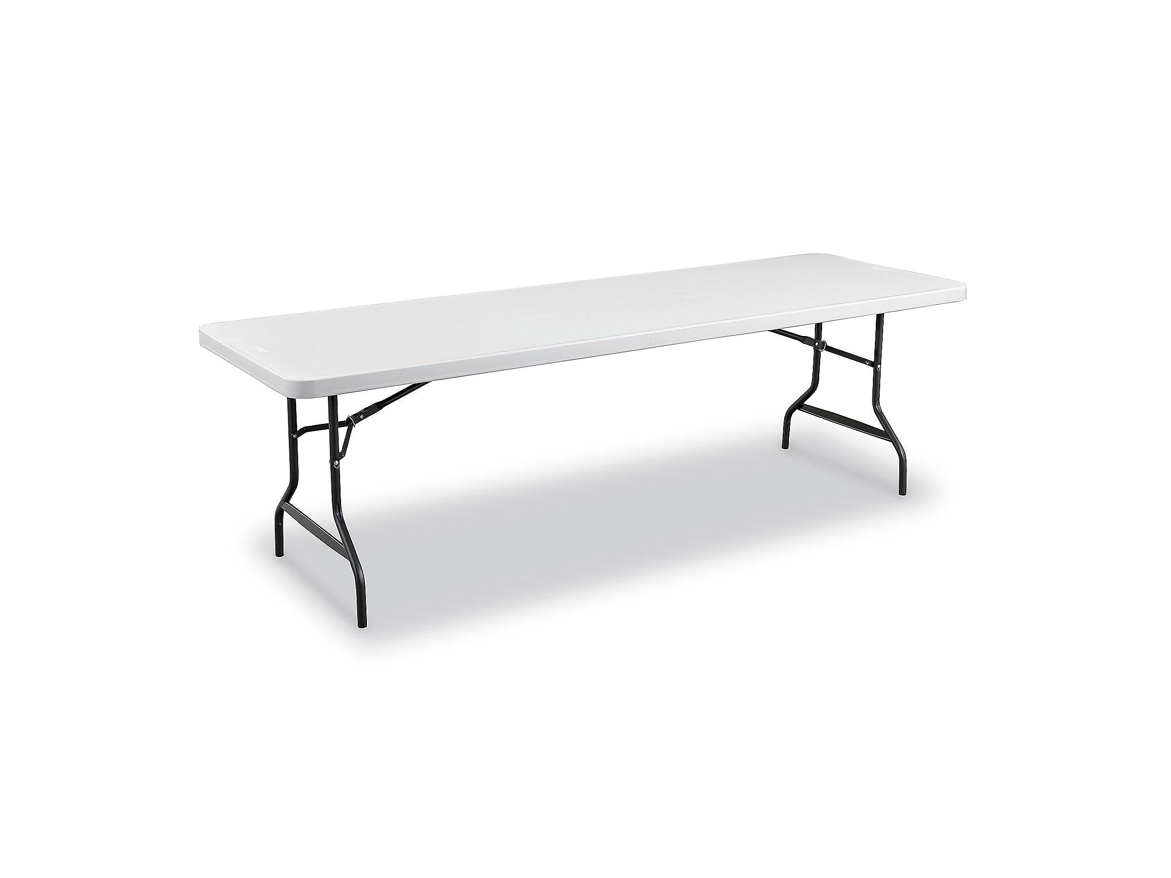 Staples 8' x 29" Heavy Duty Plastic Folding Table, White Granite (79133)
