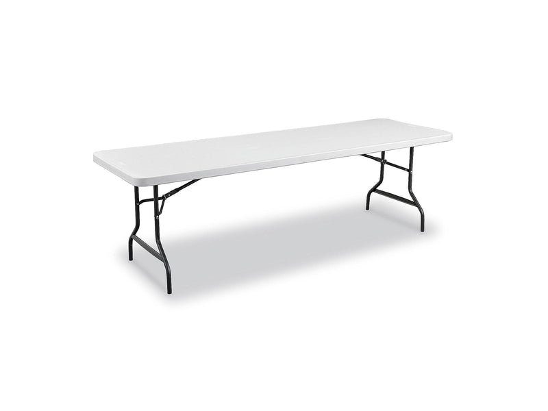 Staples 8' x 29" Heavy Duty Plastic Folding Table, White Granite (79133)
