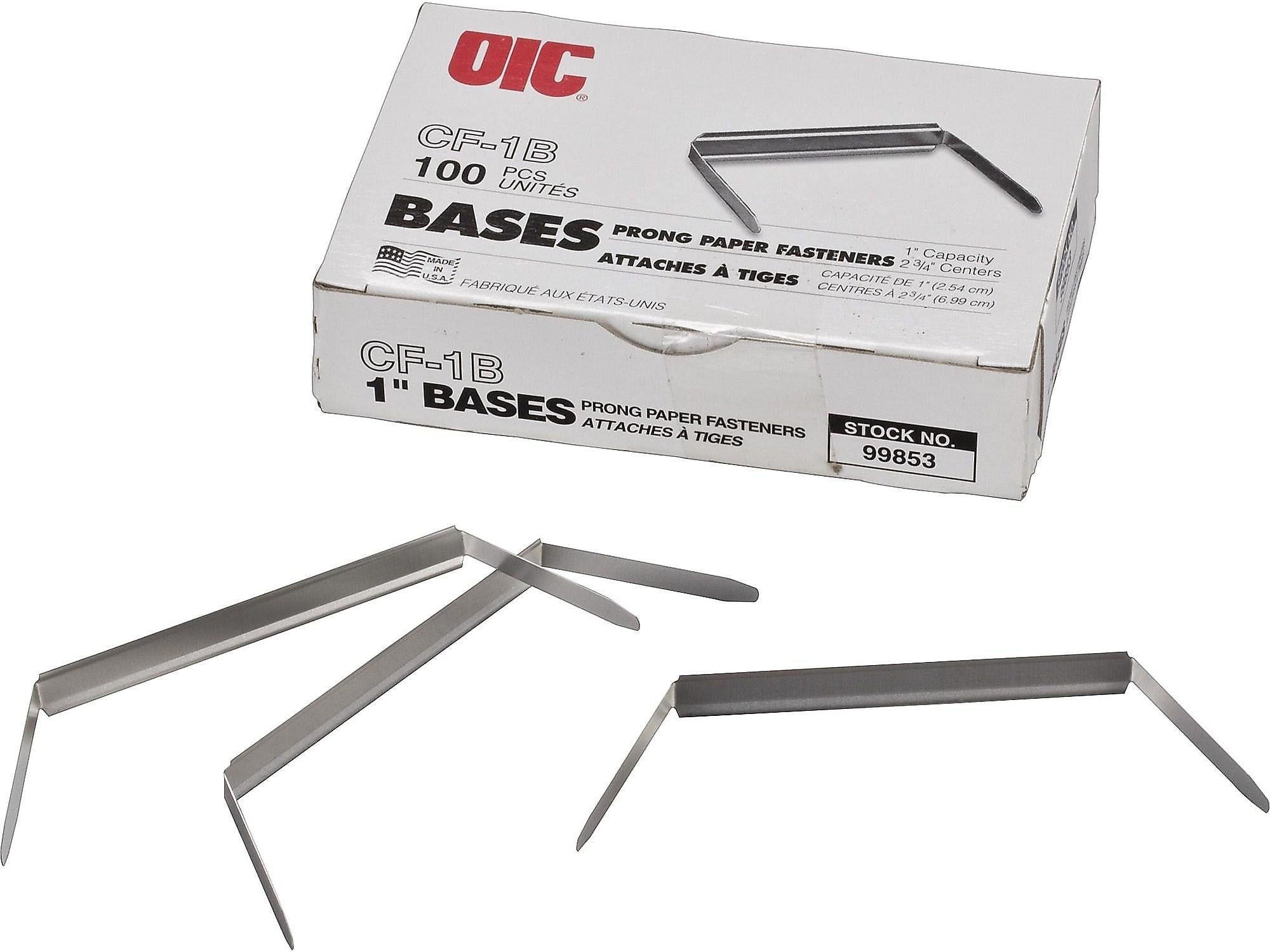 Officemate Non-Adhesive Prong Fastener, 1" Capacity, Silver (OIC99853)