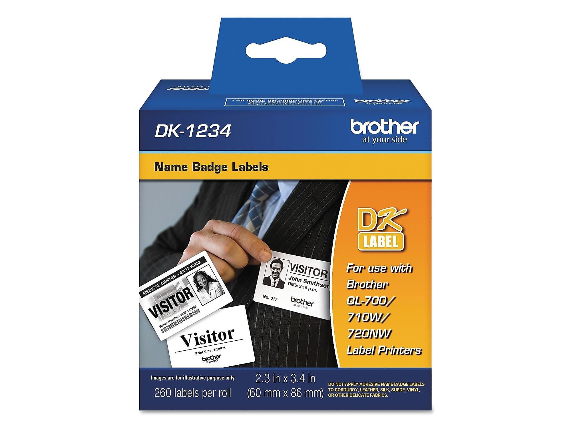 Brother Sticker Name Tags/Labels, White, 260/Roll (DK-1234)