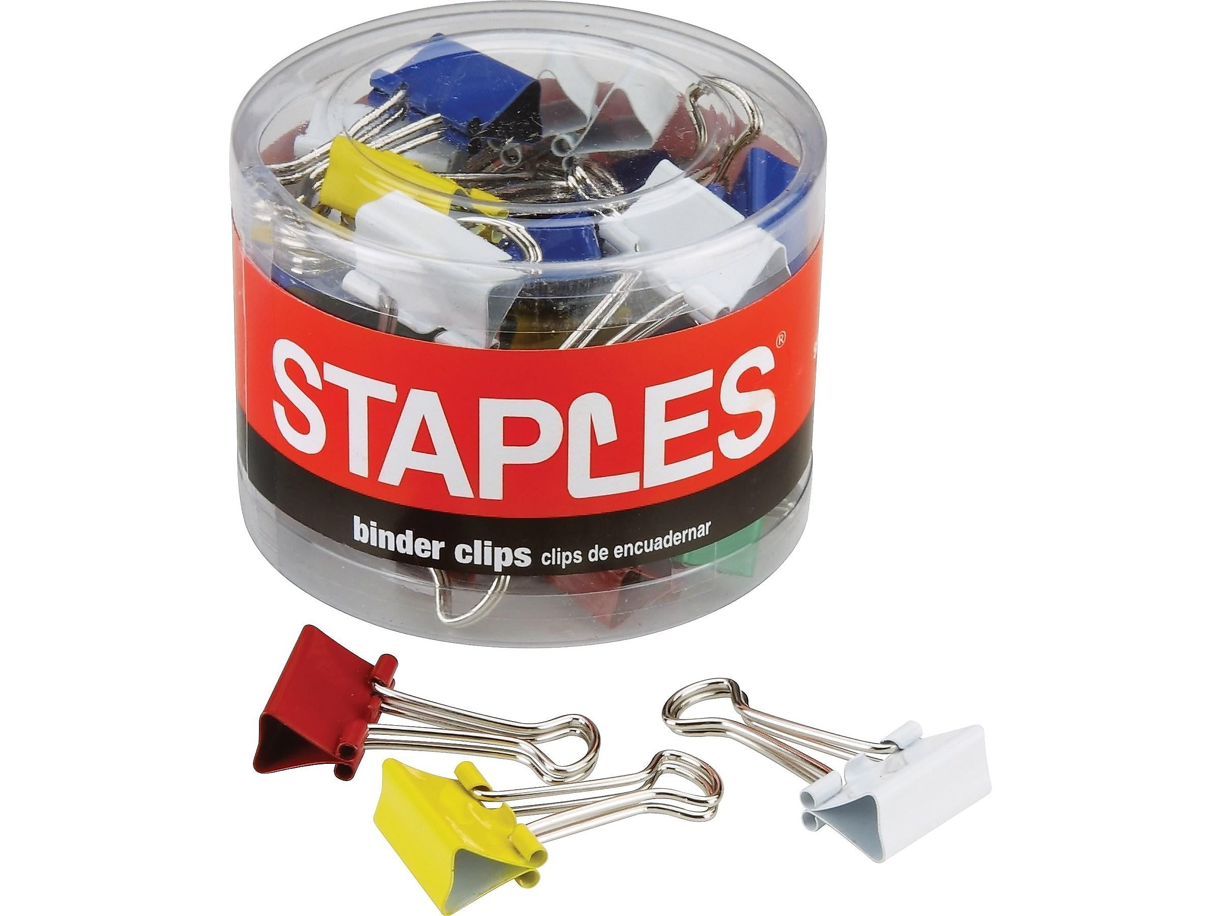 Staples Binder Clips, Assorted Colors, 30/Pack (15345)