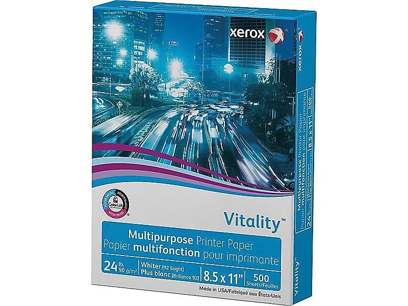 Xerox Vitality 8.5" x 11" Multipurpose Paper, 24 lbs., 92 Brightness, 500 Sheets/Ream (3R02531)