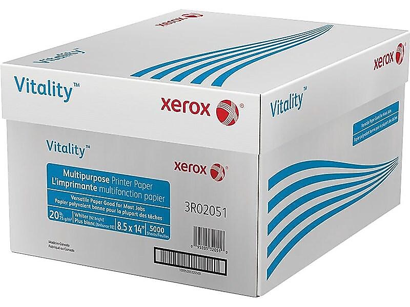 Xerox Vitality 8.5" x 14" Multipurpose Paper, 20 lbs., 92 Brightness, 500 Sheets/Ream, 10 Reams/Carton (3R02051)