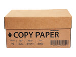 8.5" x 11" Copy Paper, 20 lbs., 92 Brightness, White, 5000 Sheets/Carton (324791/200230)