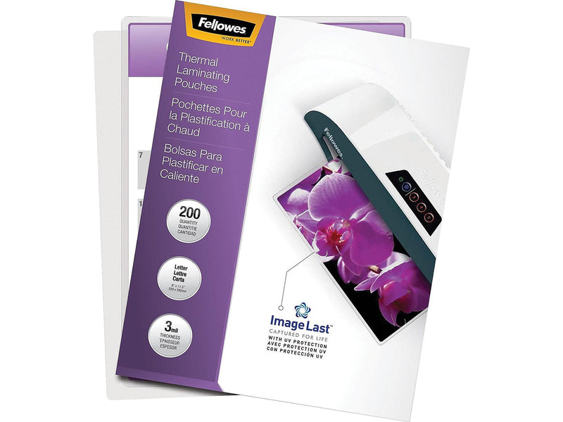Fellowes ImageLast Premium Thermal Laminating Pouches, Letter Size, 3 Mil, 200/Pack (5244101)
