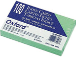 Oxford 3" x 5" Index Cards, Blank, Green, 100/Pack (7320GRE)