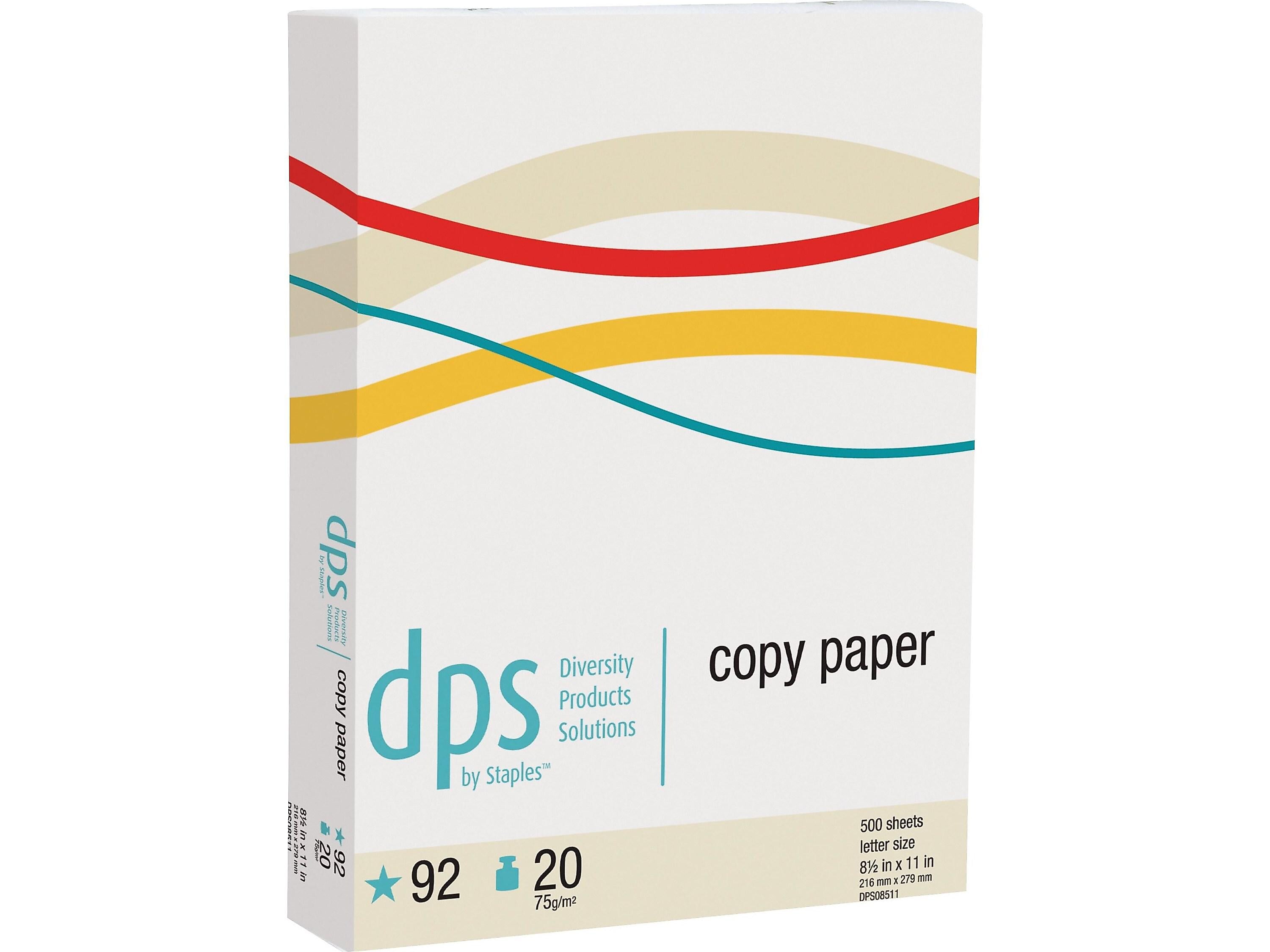 DPS by Staples Copy Paper, 8.5" x 11", 20 lbs., White, 500 Sheets/Ream, 10 Reams/Carton (DPS08511)