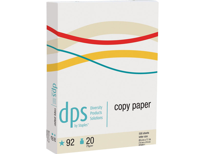 DPS by Staples Copy Paper, 8.5" x 11", 20 lbs., White, 500 Sheets/Ream, 10 Reams/Carton (DPS08511)