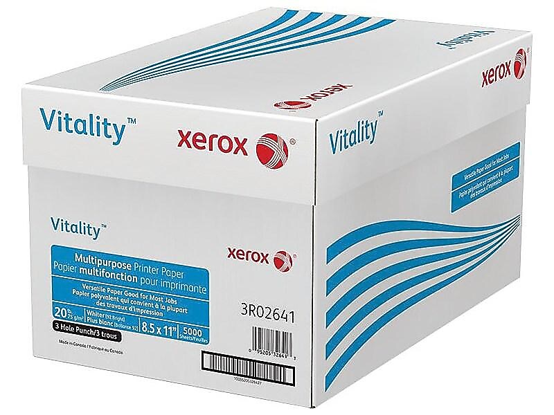 Xerox Vitality 8.5" x 11" 3-Hole Punched Multipurpose Paper, 20 lbs., 92 Brightness, 5000/Carton (3R2641)