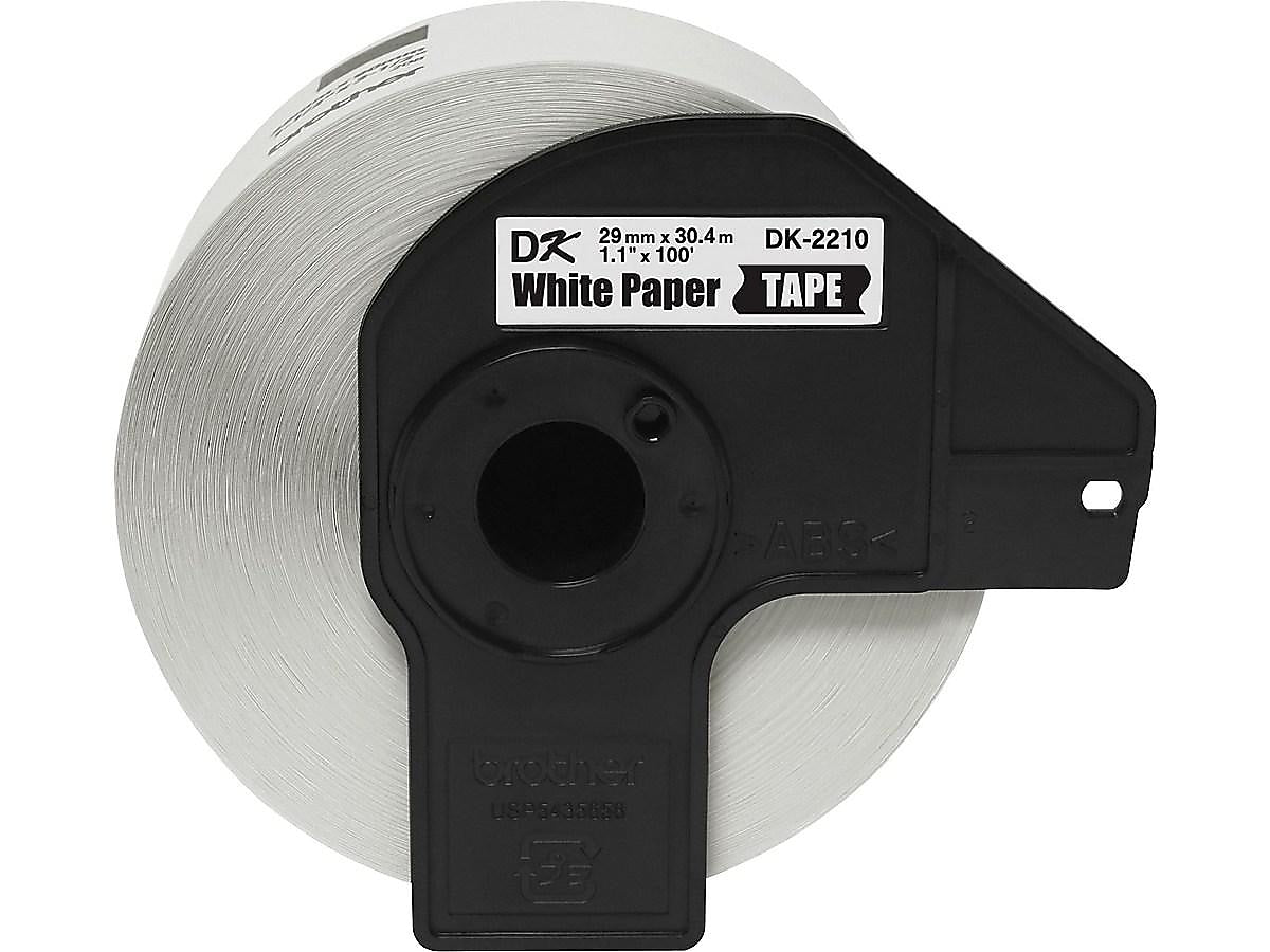 Brother DK-2210 Medium Width Continuous Paper Labels, 1-1/10" x 100', Black on White (DK-2210)