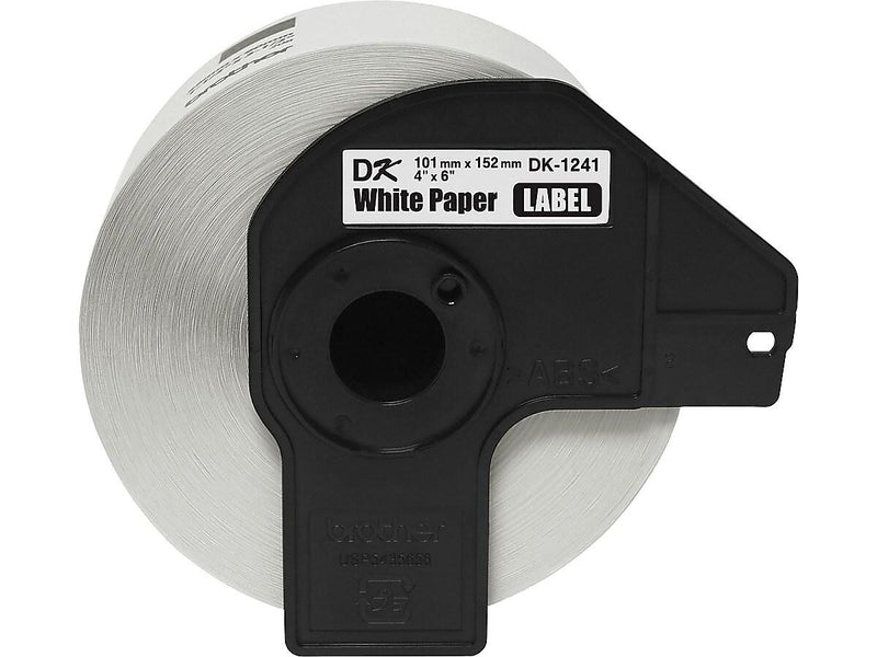 Brother DK-1241 Large Shipping Paper Labels, 6" x 4", Black on White, 200 Labels/Roll (DK-1241)