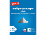 Staples 8.5" x 11" 3-Hole Punch Multipurpose Paper, 20 lbs., 96 Brightness, 500/Ream (05031)