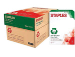Staples Recycled Copy Paper, 8.5" x 11", 20 lbs., White, 500 Sheets/Ream, 10 Reams/Carton (620014)