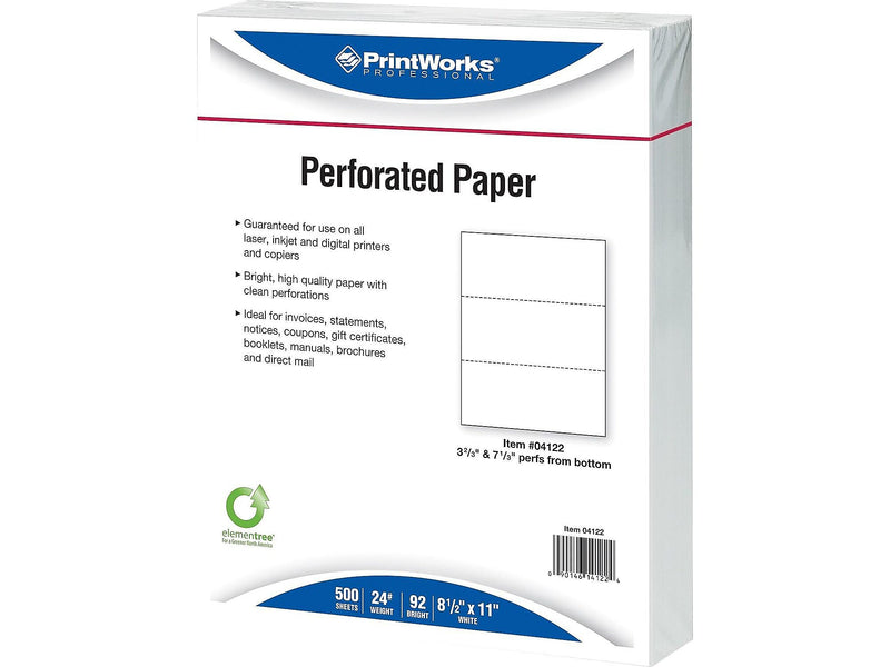 Printworks Professional 8.5" x 11" Business Paper, 24 lbs., 92 Brightness, 500/Ream, 5 Reams/Carton (P04122)