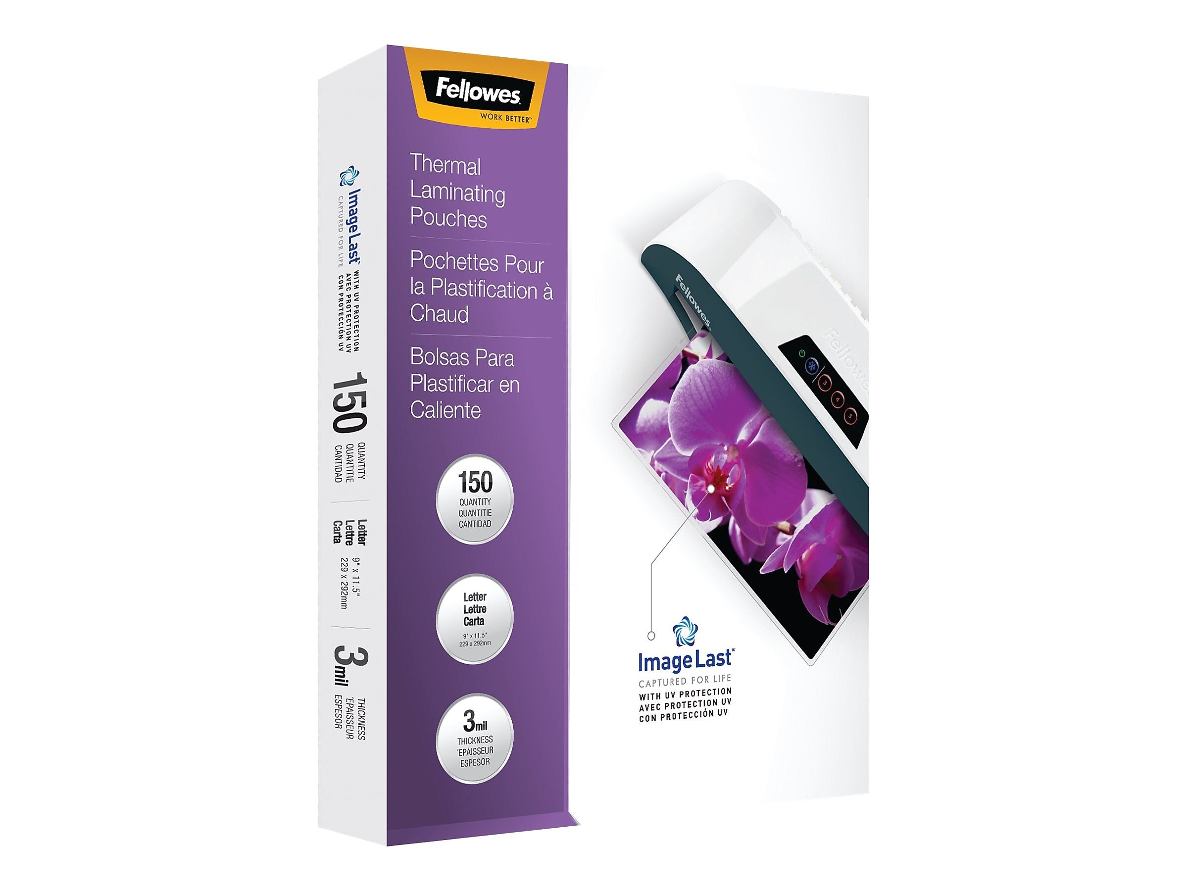 Fellowes Premium ImageLast Thermal Laminating Pouches, Letter Size, 3 Mil, 150/Pack (5200509)