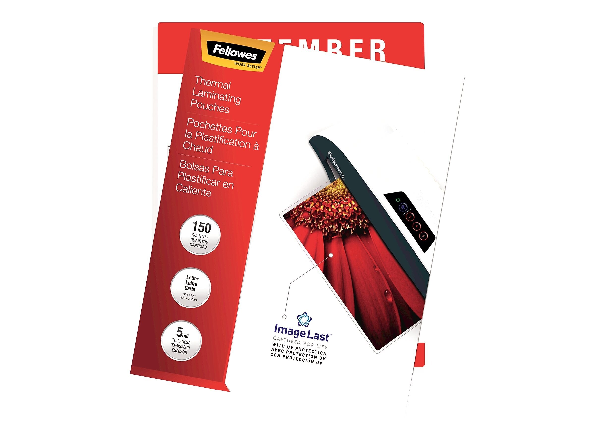 Fellowes Premium ImageLast Thermal Laminating Pouches, Letter Size, 5 Mil, 150/Pack (5204007)