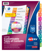 Avery Ready Index Table of Contents Paper Dividers, 1-10 Tabs, Multicolor (11135)