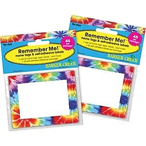 Barker Creek Self-adhesive Tie-Dye School Name Tags, 2.75" x 3.5", 90/Set (BC3745)