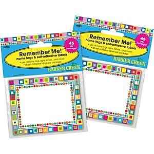 Barker Creek Self-adhesive Retro School Name Tags, 2.75" x 3.5", 90/Set (BC3751)
