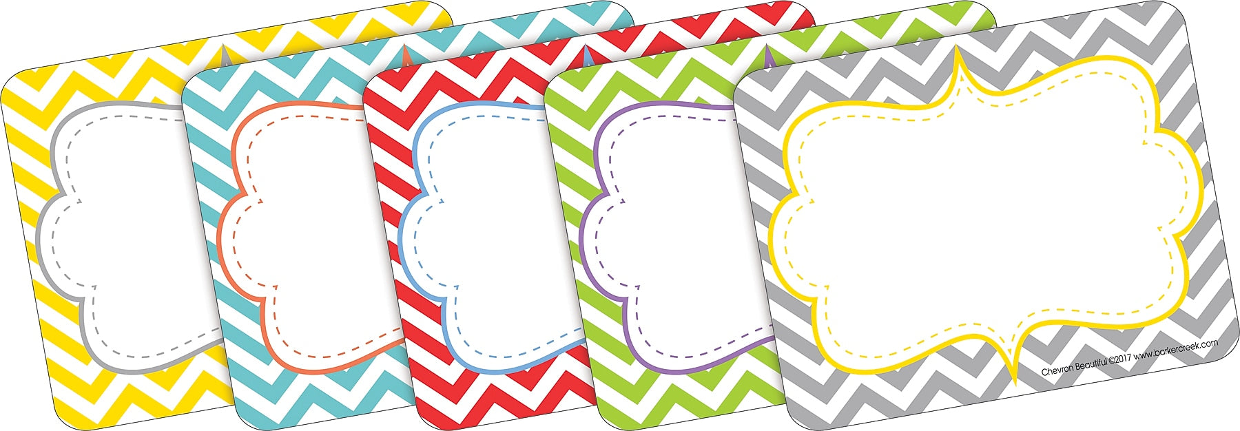 Barker Creek Self-adhesive Beautiful Chevron School Name Tags, 2.75" x 3.5", 90/Set (BC3762)