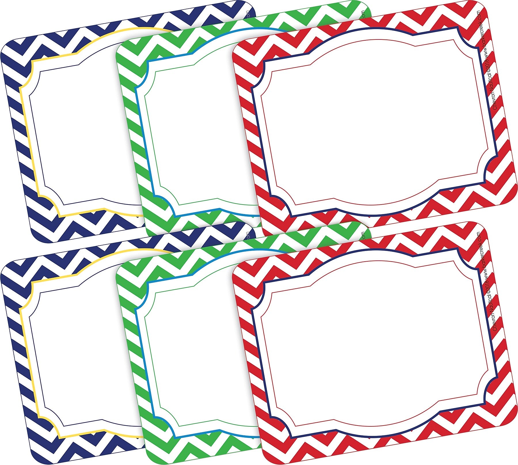 Barker Creek Self-adhesive Nautical Chevron School Name Tags, 2.75" x 3.5", 90/Set (BC3763)