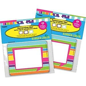 Barker Creek Self-adhesive Happy School Name Tags, 2.75" x 3.5", 90/Set (BC3766)