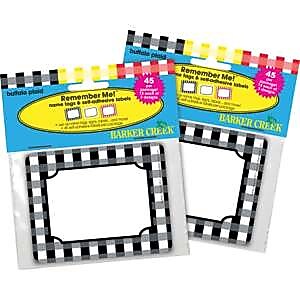 Barker Creek Self-adhesive Buffalo Plaid School Name Tags, 2.75" x 3.5", 90/Set (BC3770)