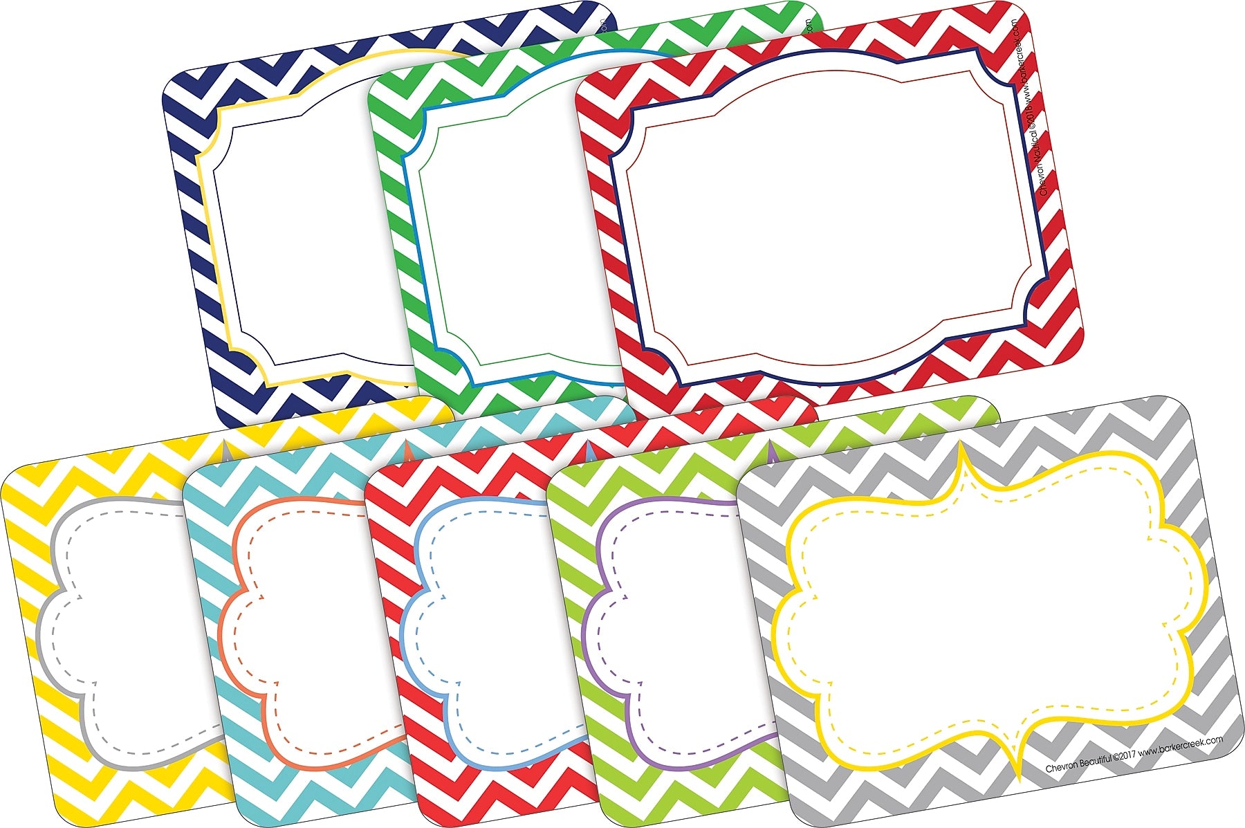 Barker Creek Self-adhesive Chevron School Name Tags, 2.75" x 3.5", 90/Set (BC3775)
