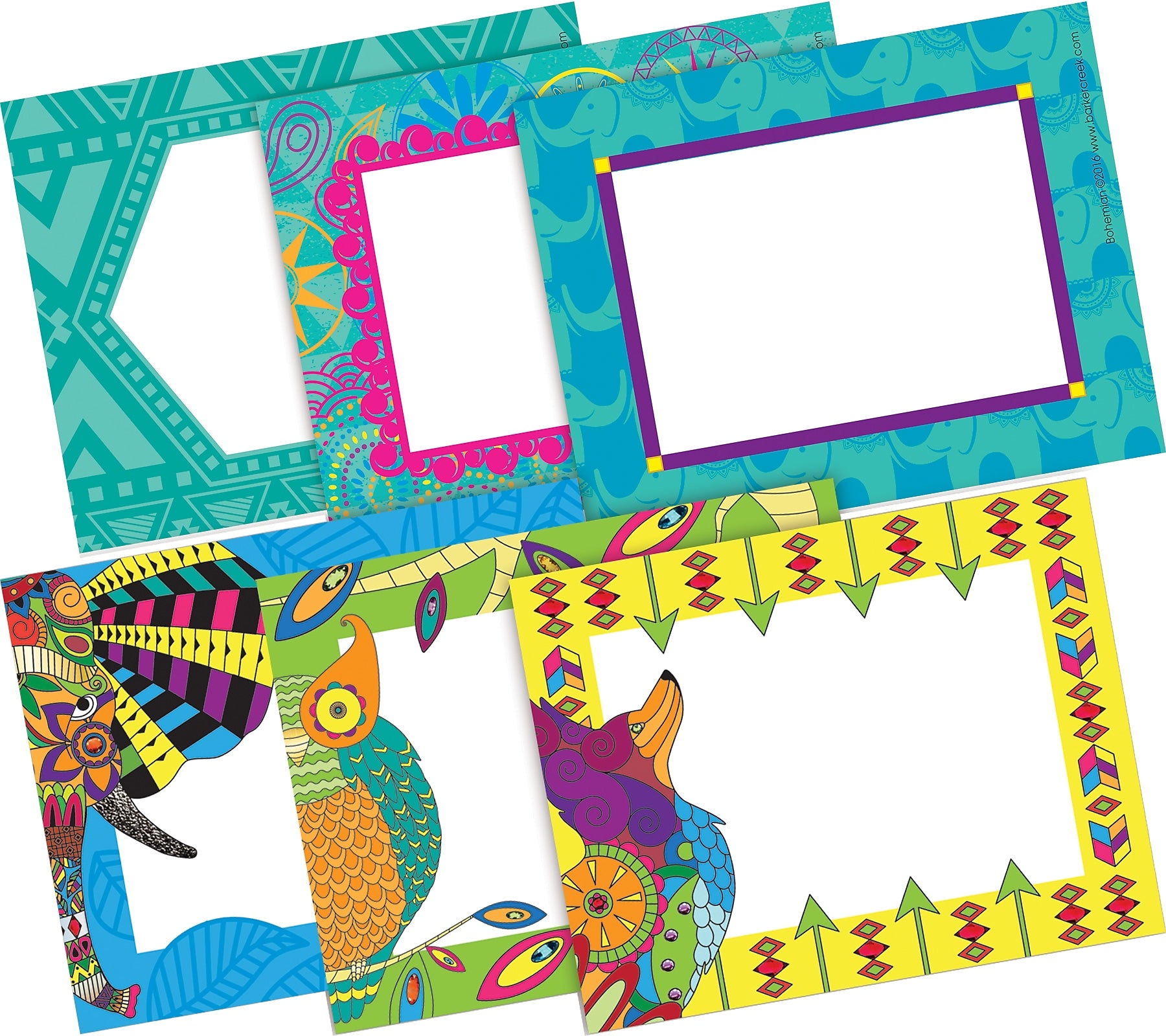 Barker Creek Self-adhesive Bohemian & Bohemian Animals School Name Tags, 2.75" x 3.5", 90/Set (BC3778)