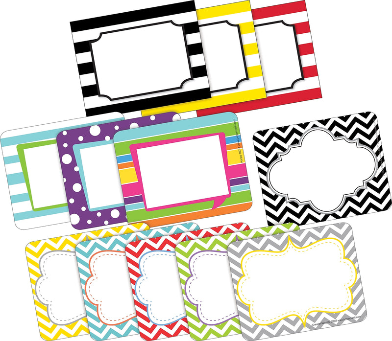 Barker Creek Chevron & Stripes Self-adhesive School Name Tags, 2.75" x 3.5", 180/Set (BC3784)