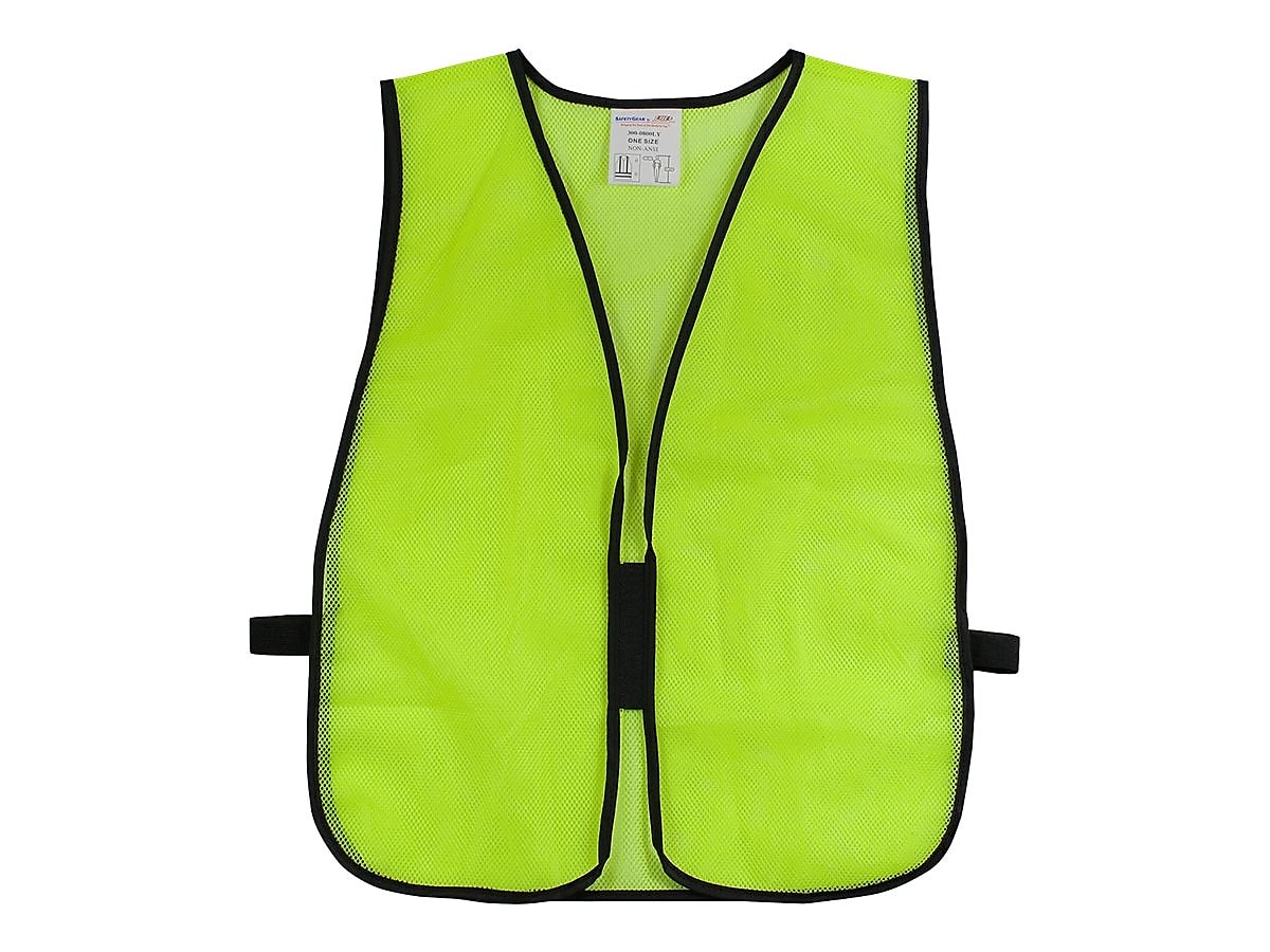 Protective Industrial Products High Visibility Sleeveless Safety Vest, Lime Yellow, One Size, 50/Pack (300-0800-LYX)