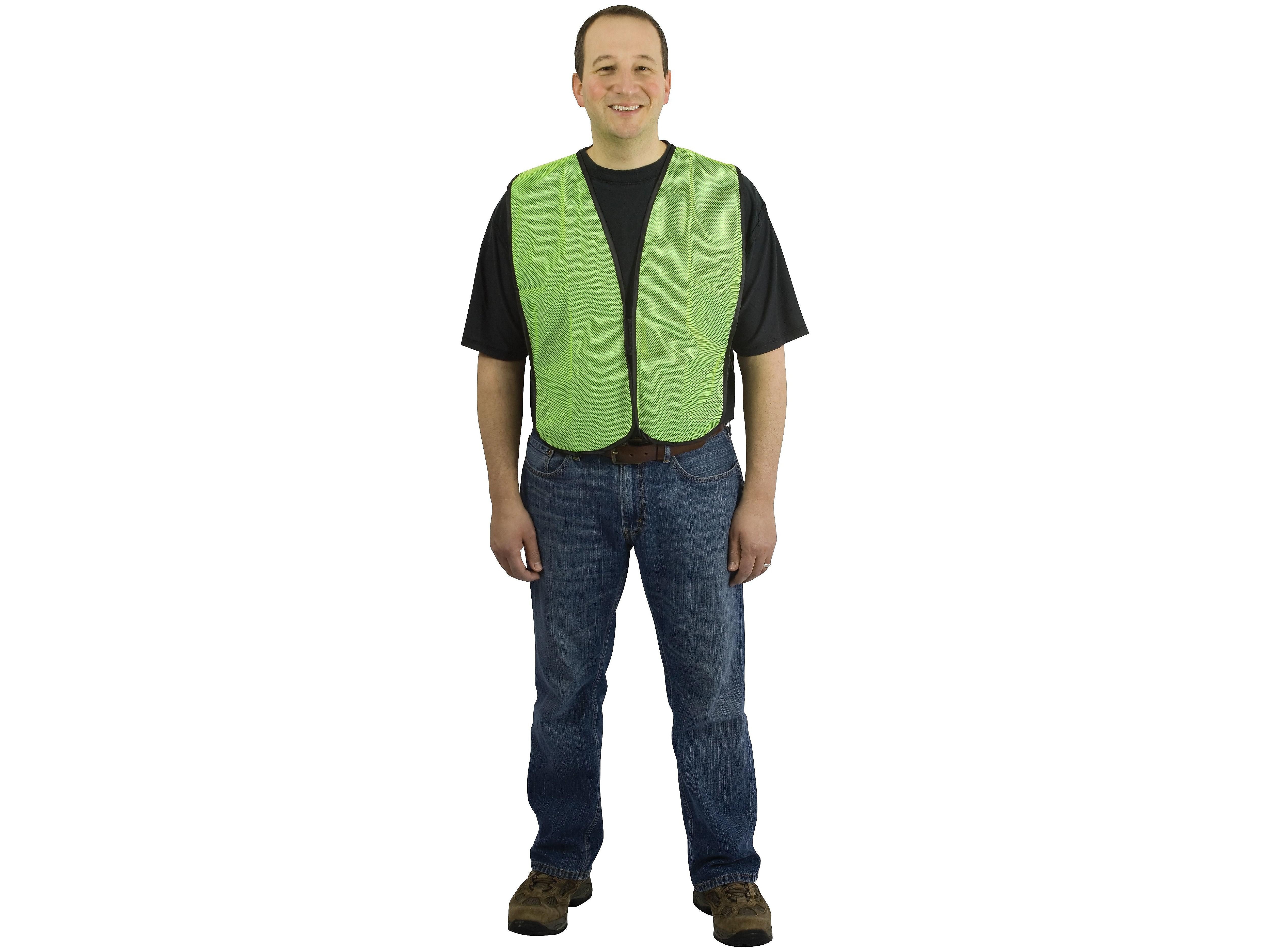 Protective Industrial Products High Visibility Sleeveless Safety Vest, Lime Yellow, One Size, 50/Pack (300-0800-LYX)