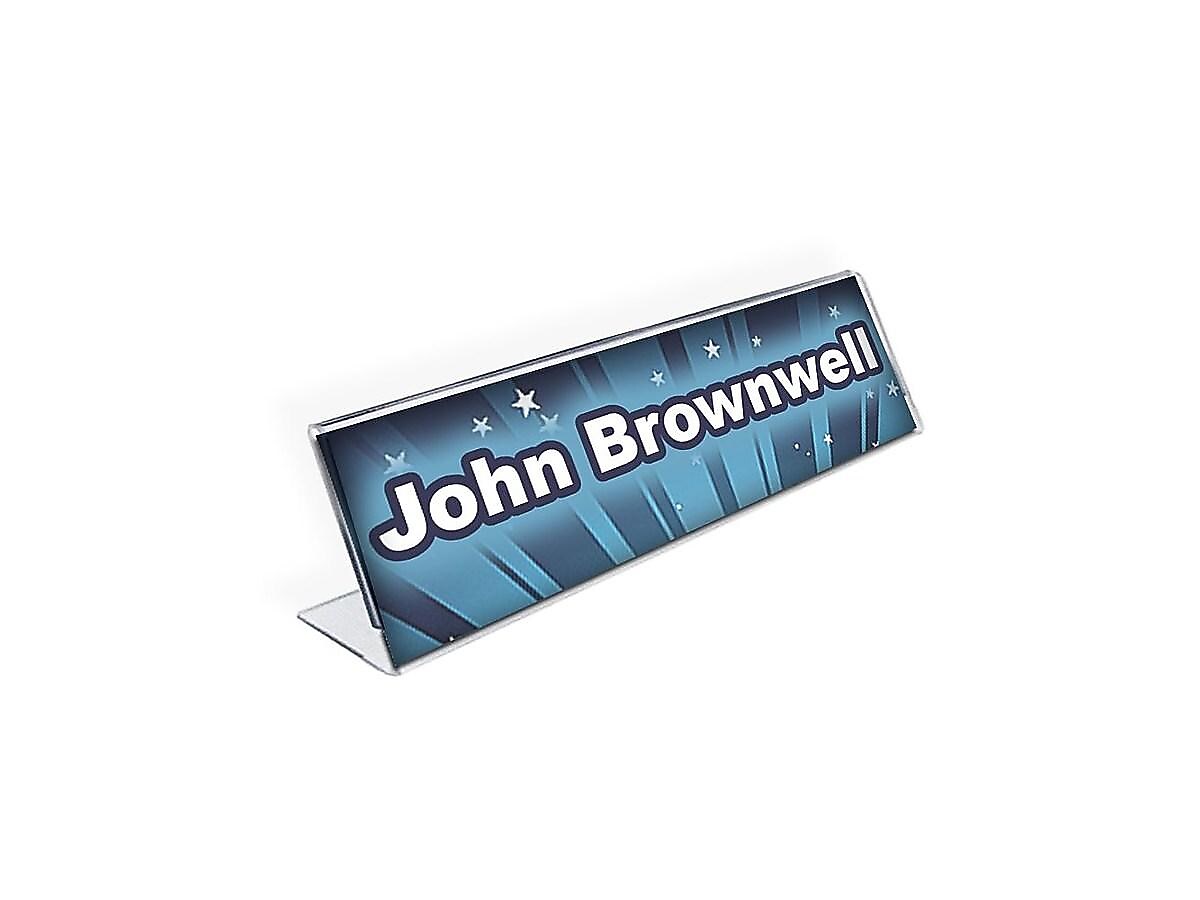 Azar Nameplate Holder, 8" x 2", Horizontal, Table Top, Clear, Acrylic, 10/Pack (112703-10PK)
