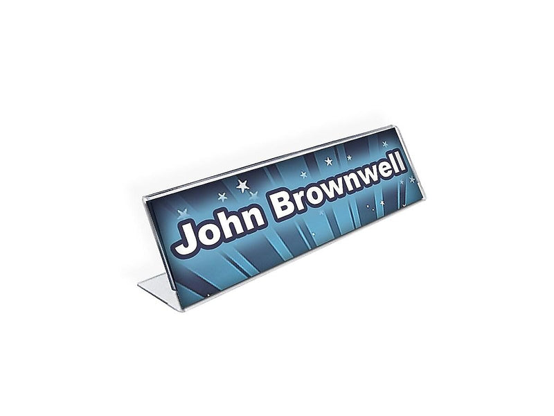 Azar Nameplate Holder, 8" x 2", Horizontal, Table Top, Clear, Acrylic, 10/Pack (112703-10PK)