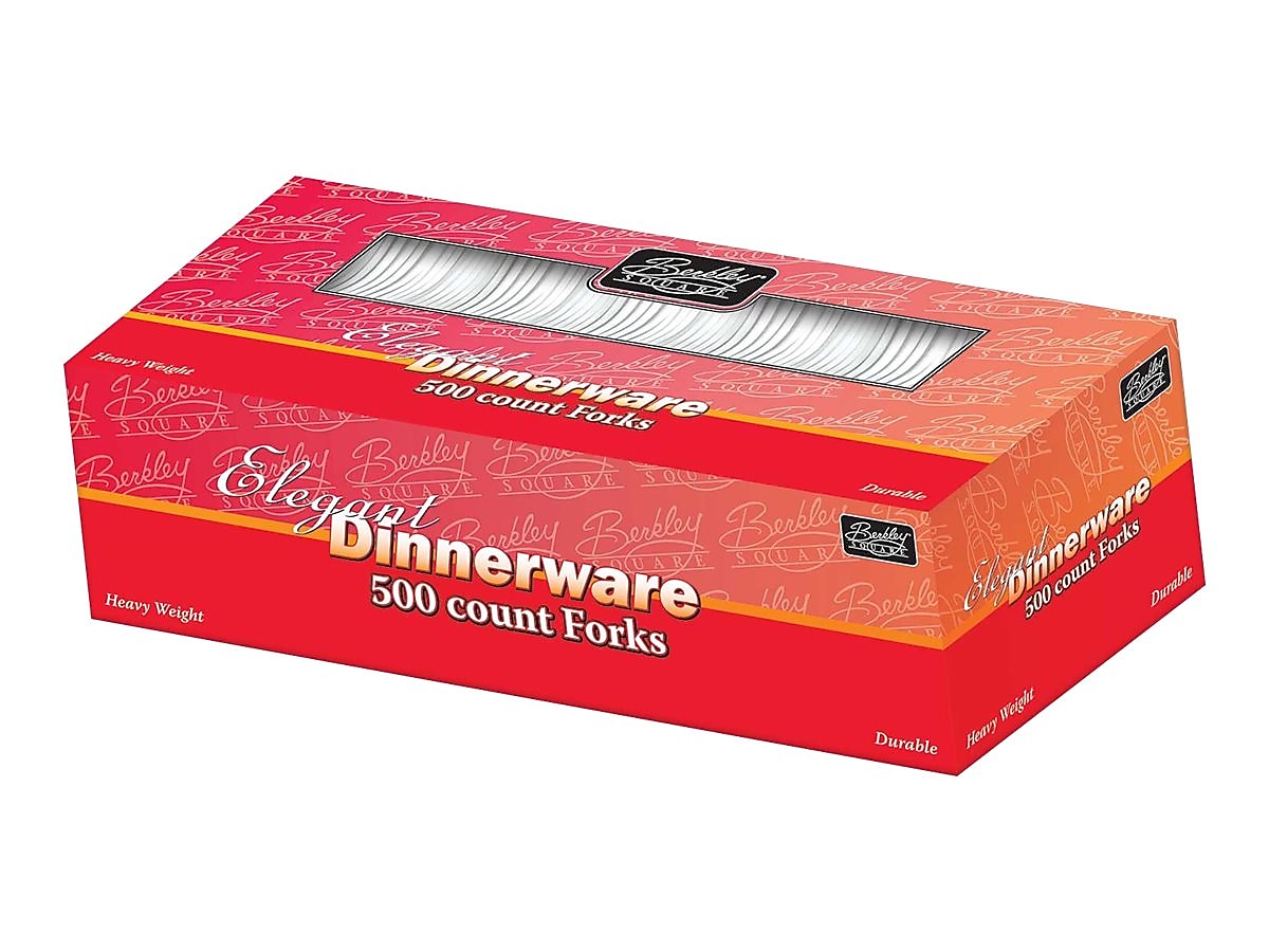 Berkley Square Elegant Dinnerware Plastic Fork, Heavy-Weight, White, 500/Box (1072010)