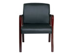 Alera Reception Lounge Series Leather Guest Chair, Black/Mahogany (ALERL4319M)
