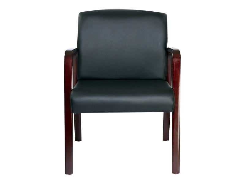 Alera Reception Lounge Series Leather Guest Chair, Black/Mahogany (ALERL4319M)