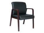 Alera Reception Lounge Series Leather Guest Chair, Black/Mahogany (ALERL4319M)