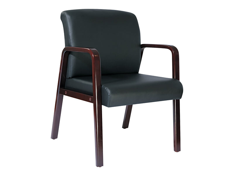 Alera Reception Lounge Series Leather Guest Chair, Black/Mahogany (ALERL4319M)